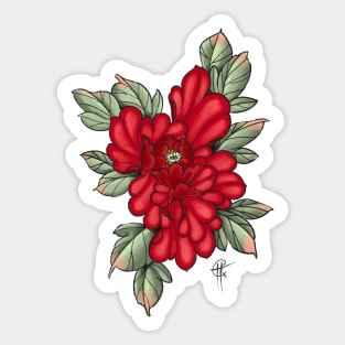 Red Peony Sticker